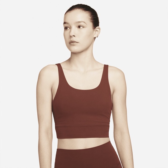 Nike Yoga Lux Infinalon Crop Top Brami in Brown/red Size XS EUC - Picture 2 of 9
